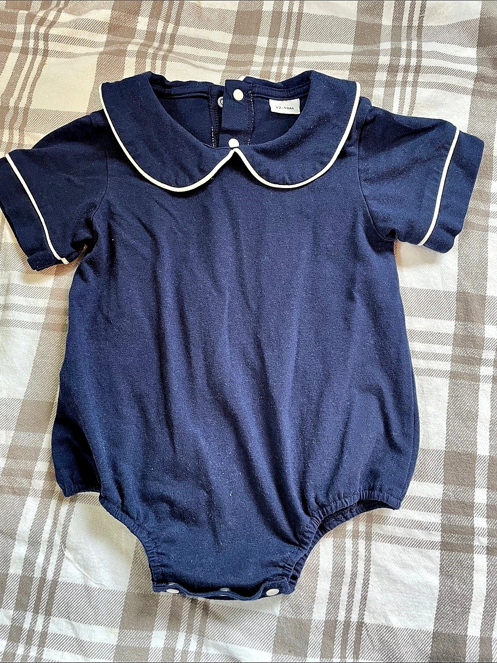 Navy Collared bubble Romper Like New